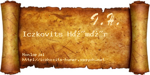 Iczkovits Hümér névjegykártya